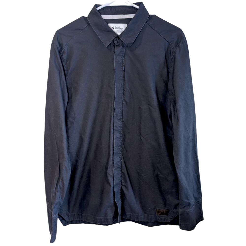 Sweet Protection Bike Fit Blue Snap Up Cycling Shirt Reflective Bands Large